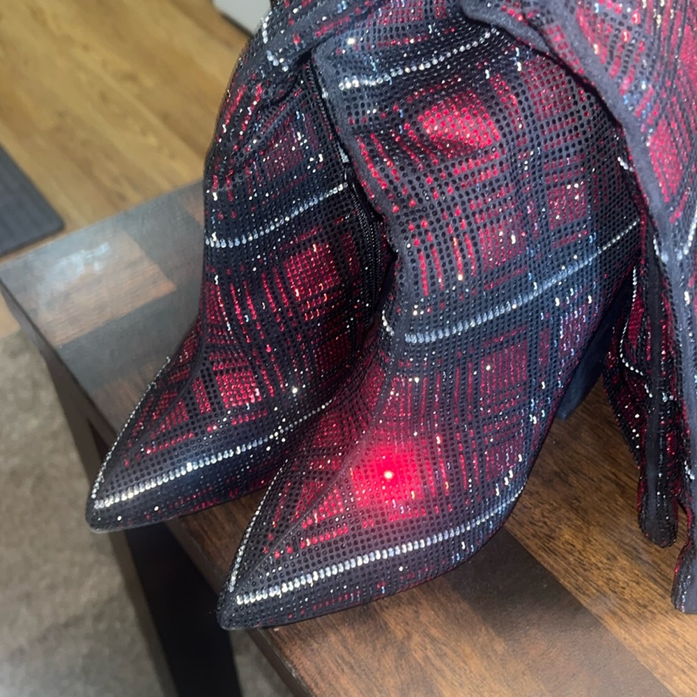 Red and black knee high boot!